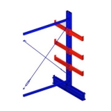 雙面懸臂副架，1500*1600*2500，400kg/層，4層，懸臂長700mm，含底座，